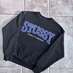 Stussy Black Crewneck with Purple Logo